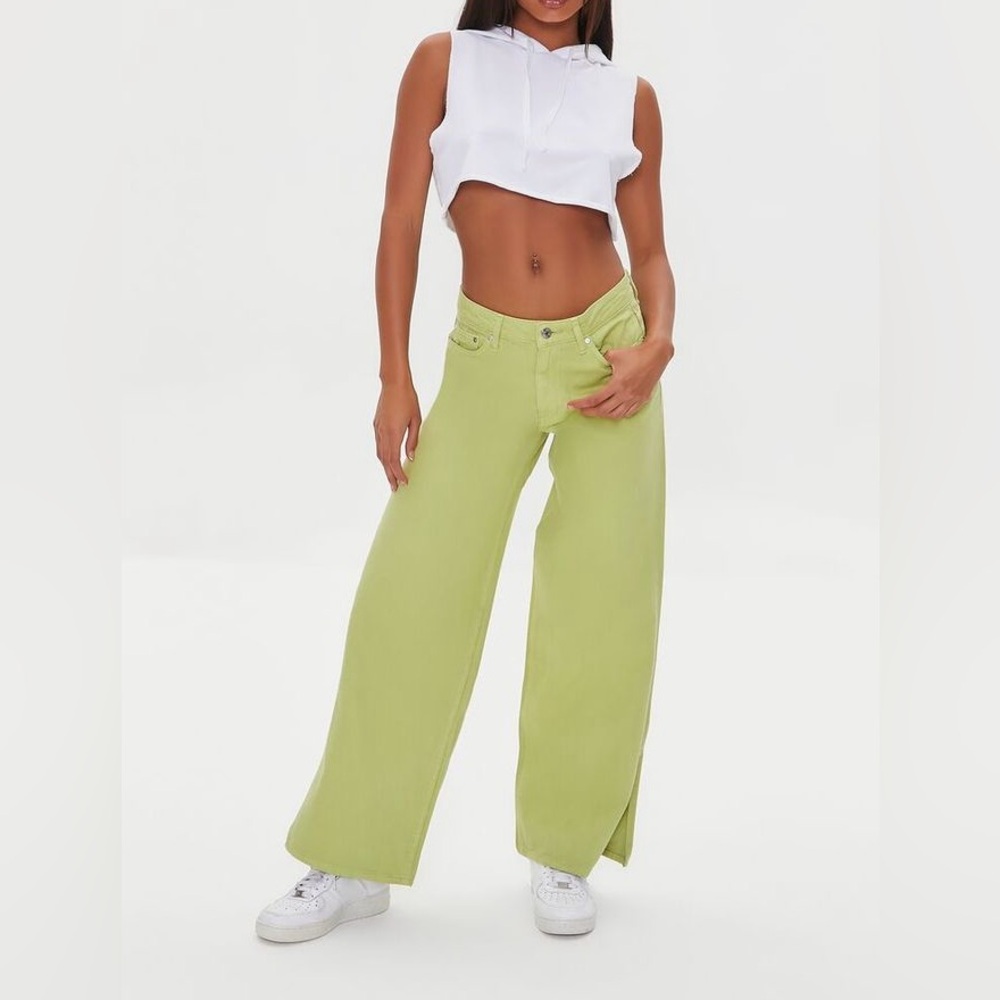 Forever 21 | High Rise Straight Leg Jeans | 28 | Sage | NWT